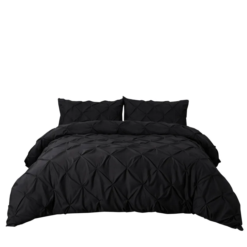 2/3 шт роскошный набор постельных принадлежностей для спальни, полиэстер, сморщенный пододеяльник, наволочки, одиночный комплект для королевы и короля, без наполнения - Цвет: black