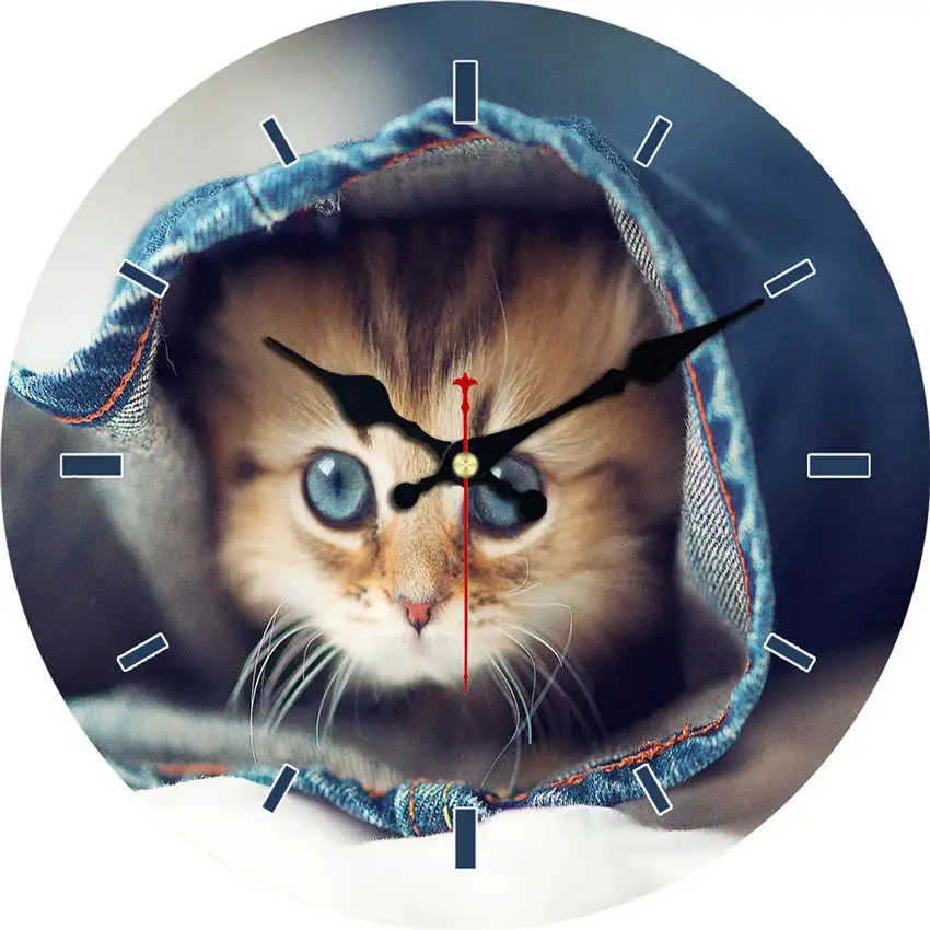Настенные часы с милым котом, тигром, современный дизайн, бесшумные, для гостиной, кабинета, украшения, домашний декор, часы, большие настенные часы, без тиканья, звук - Цвет: Brown Cats