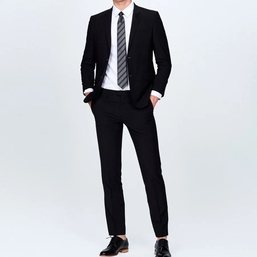 Classic Black Business Costume Suit Dress Groom Tuxedos Slim Fit for Men Wedding Suit 2Pcs(Jacket+Pants ) Blazer Men Suit Notch