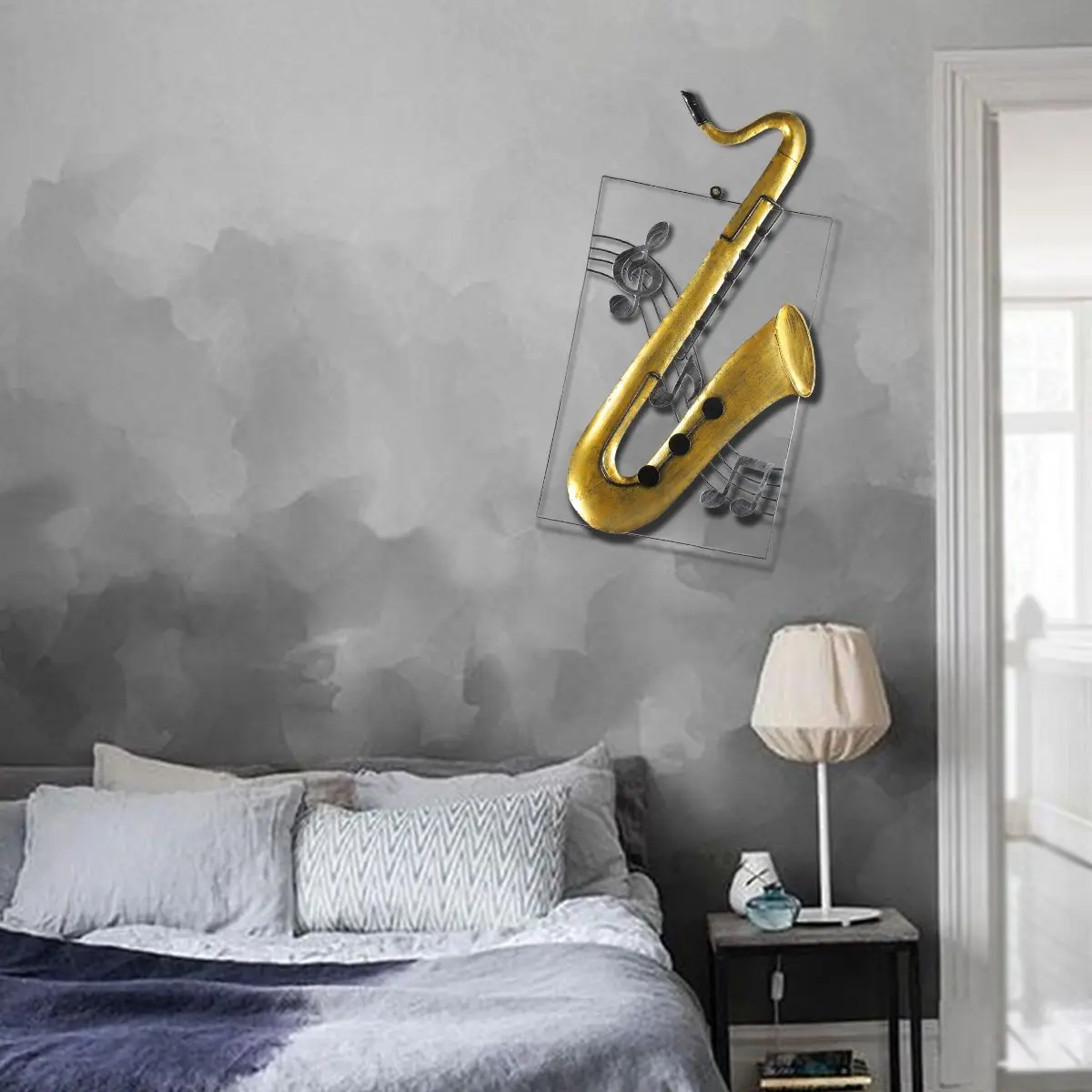 Goede Tooarts Metalen Vintage Saxofoon Opknoping Ornament Unieke Home Decor Wandkleden Decor Muziek Instrument Craft Gift Kantoor Kamer