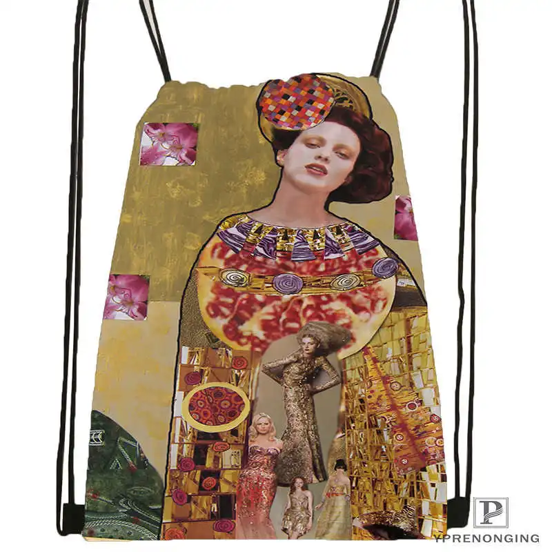 Custom Gustav Klimt#9 рюкзак на шнурке, милый рюкзак, детский Ранец(черная спинка) 31x40 см#180531-02-22 - Цвет: Drawstring Backpack