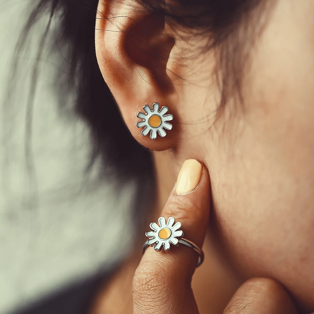 Женское кольцо с маргариткой IF YOU Fashion простое регулируемое серебряное