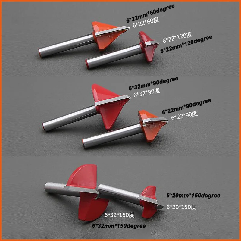 10pcs 6mm Shank CNC router end mill bits Cleaning Bottom Router Bit