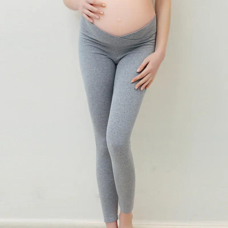 Весенние новые хлопковые леггинсы для беременных женщин с низкой талией тонкие леггинсы для беременных женщин Брюки для беременных женщин Материнство - Цвет: Серый
