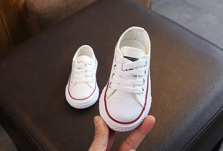 Claladoudou 13.5-18.5CM Kids Casual Shoes Red White Black Children Unisex Canvas Shoes Toddler Breathable Sports Shoes For Baby