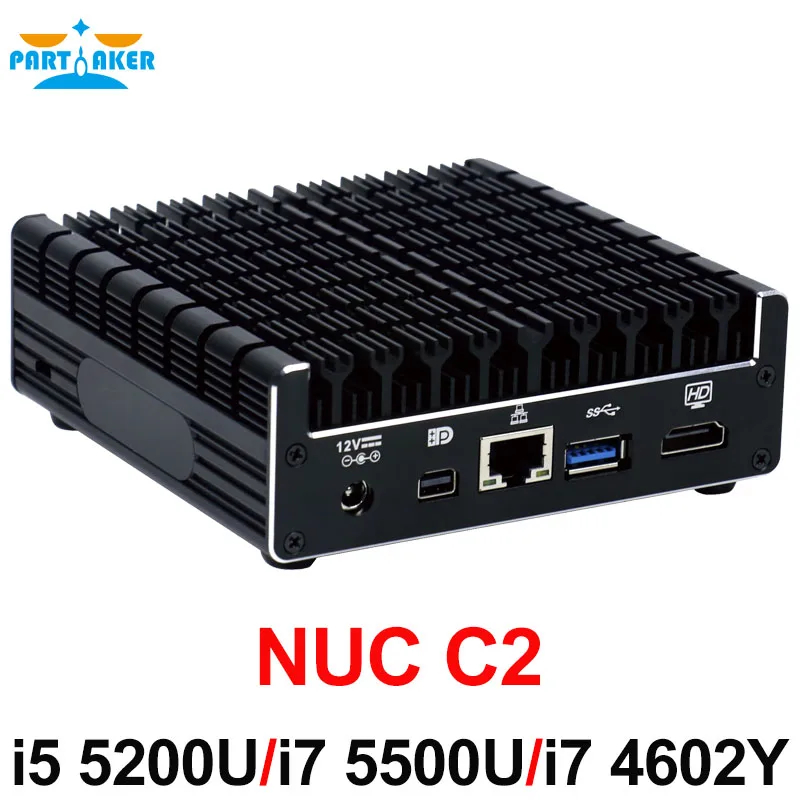 Причастником C2 NUC Промышленные ПК с Core i5 5200u Core i7 5500u i3 5010u Оконные рамы Linux сплав корпуса компьютера