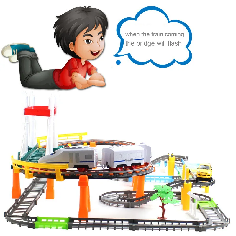 

Urban Express Racing Magical Car Track Traction Electric Mascar Rail Track Race Variety Flashing Bridge Train Toys For Children