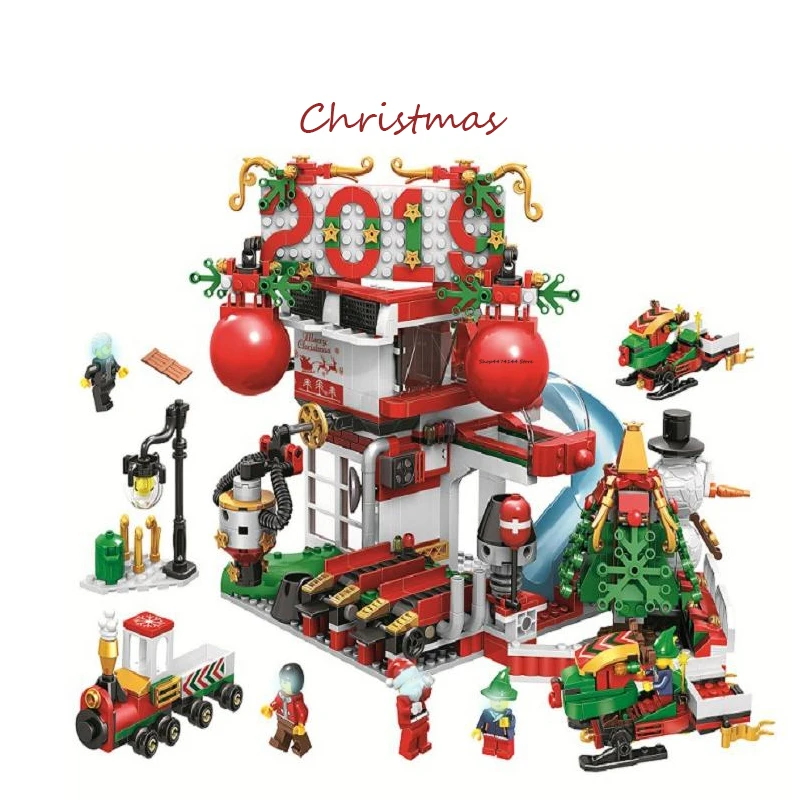 

11085 Christmas Advent Calendar Santa Claus Snowmobile Slide Park Figures Building Blocks Model Toys Compatible with lego