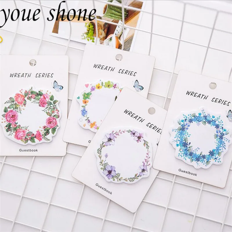 

1PCS stationary Romantic Beautiful Garland Self-Adhesive Memo Pad Sticky Notes Bookmark Stationery School Office Supply