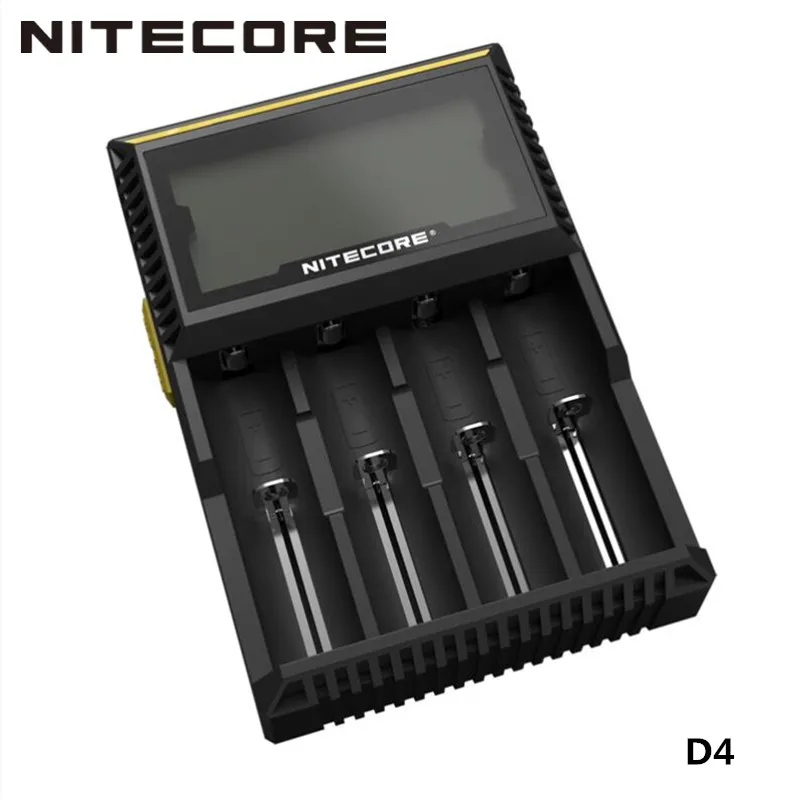 

Nitecore D4 Li ion 18650 Battery Charger Fire Retardant ABS LCD IMR LiFePO4 NiMH NICd AA AAA Chargers for Indoor Travel Use