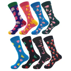 Смешные мужские носки цвет хлопок Мужские носки повседневные с принтом Вязание смешной мультфильм носок HY04