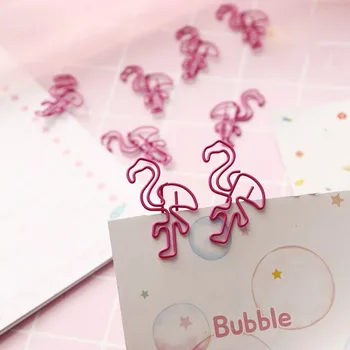 

Japanese Korean Style Pink Paper Clip Mini Beautiful Flamingo Metal Clip Notes Small Clip Storage Clip hold paper tightly