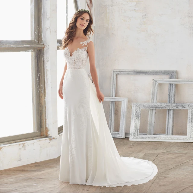 new arrival 2017 bridal gown with watteau train cheap vestido de