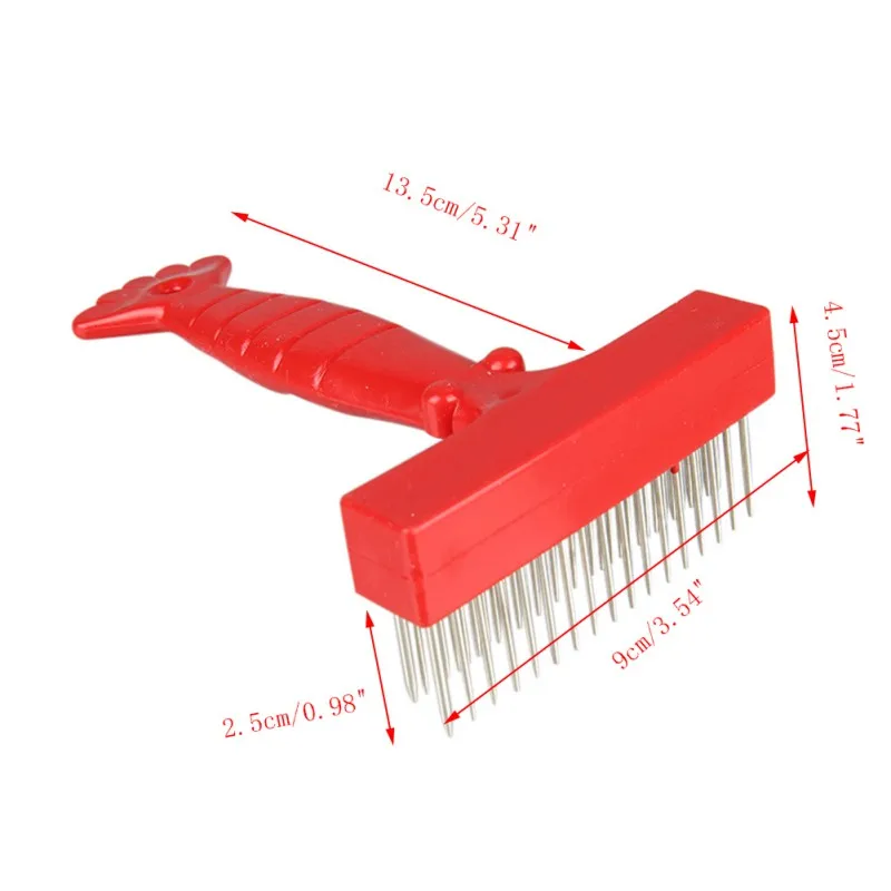 Домашнее животное собака кошка волосы гребни для ухода за шерстью животных двойные ряды Грабли Щетка для ухода за шерстью питомца для маленьких собак кошки безопасные волосы удаление домашних животных - Цвет: Красный