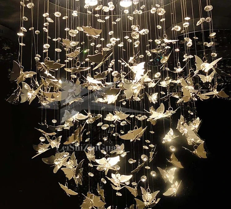 New Modern K9 Crystal Pendant Lights Chrome Butterfly Home