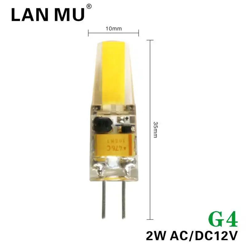 LAN MU 10 шт. светодиодный светильник с регулируемой яркостью G4 G9 AC DC 12 В 220 В 1 Вт 2 Вт 3 Вт COB светодиодный мини G4 G9 360 Угол луча заменить галогенные огни - Испускаемый цвет: G4 2W AC DC12V
