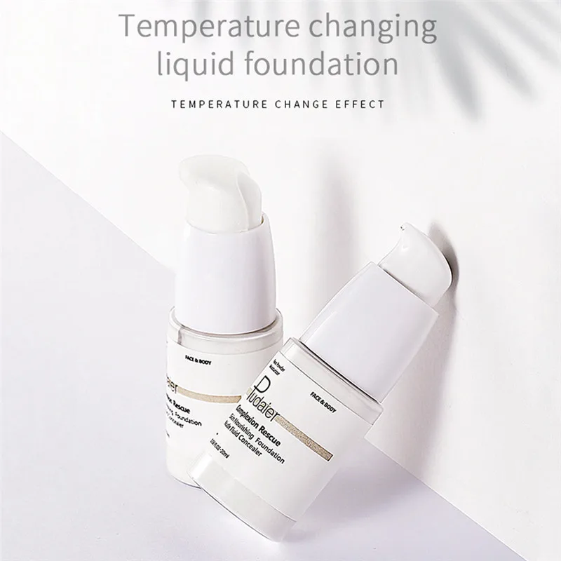 

New Temperature Changing Foundation Soft Matte Long Wear Oil Control Concealer Liquid Foundation Cream Fashion Womens Makeup