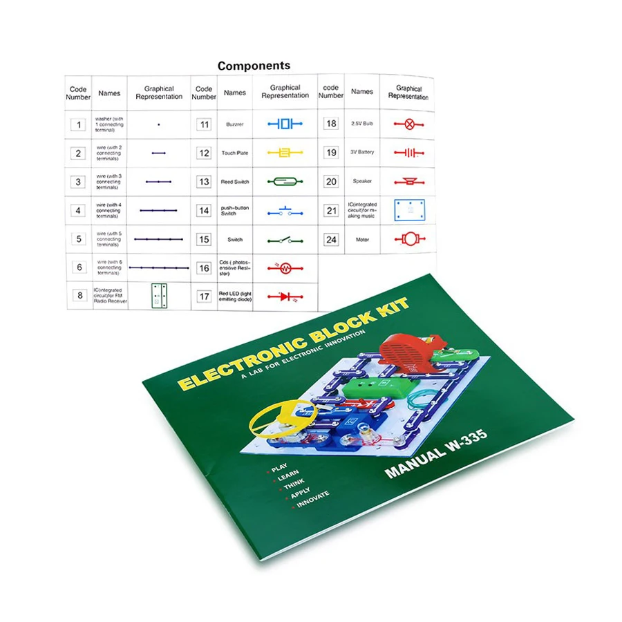 335 набор для обнаружения электроники, набор блоков для умной электроники, набор для обучения, игрушка, DIY строительные блоки, набор электрических цепей