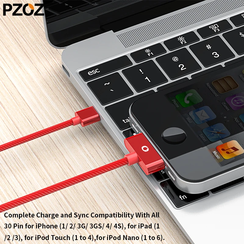 Usb кабель PZOZ для iphone 30 контактный адаптер быстрой зарядки и синхронизации данных 4