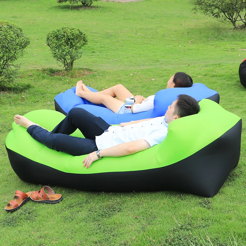 240X72cm Fast Inflatable Camping Sleeping Bag Air Sofa Beach Bed Banana Lounger Air Bed Lazy