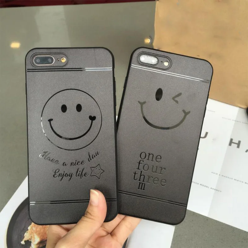 Black Color Matte Smile Couple Enjoy Life Mobile Phone Case For iphone 6 6s 6Plus 6sPlus 7 7Plus Scrub Anti-knock Cover Back TPU |