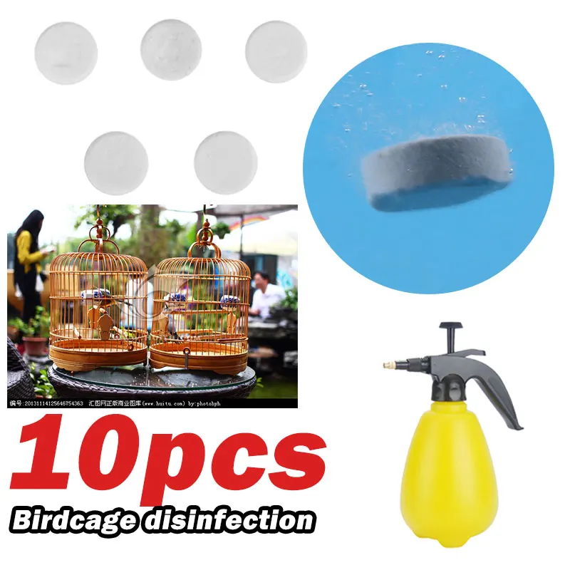 

1 Bag10pcs Bird Cage Disinfectant Disinfection Tablets Chlorine Dioxide Tablets Algaecide pH Adjuster Clarifier Drop Shipping
