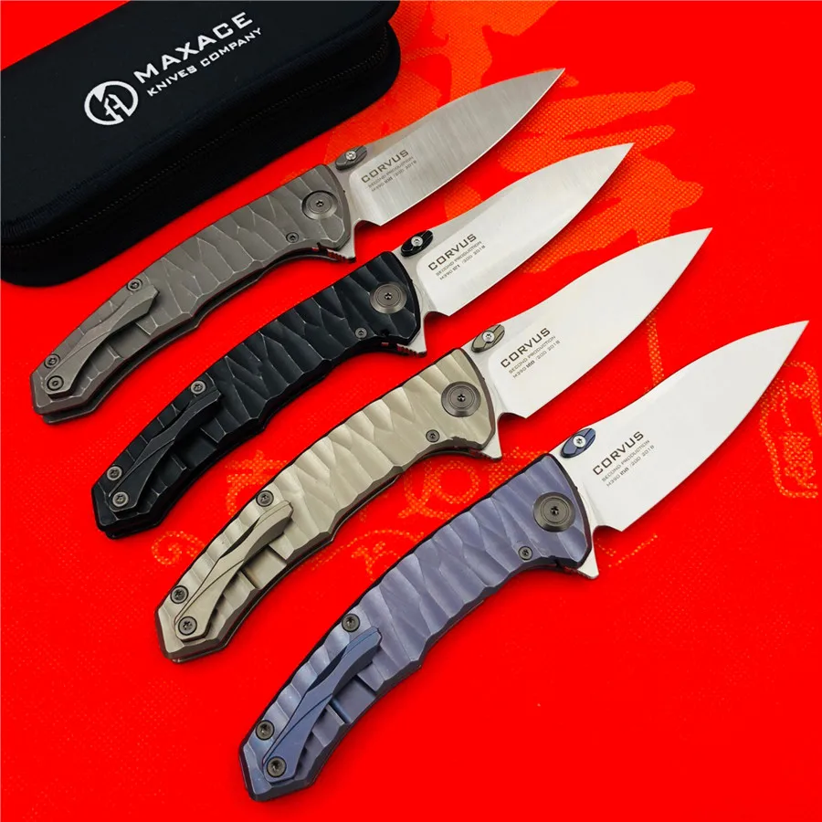 MAXACE Ворон Флиппер складной нож M390 лезвие TC4 титановая ручка Открытый лагерь Охота
