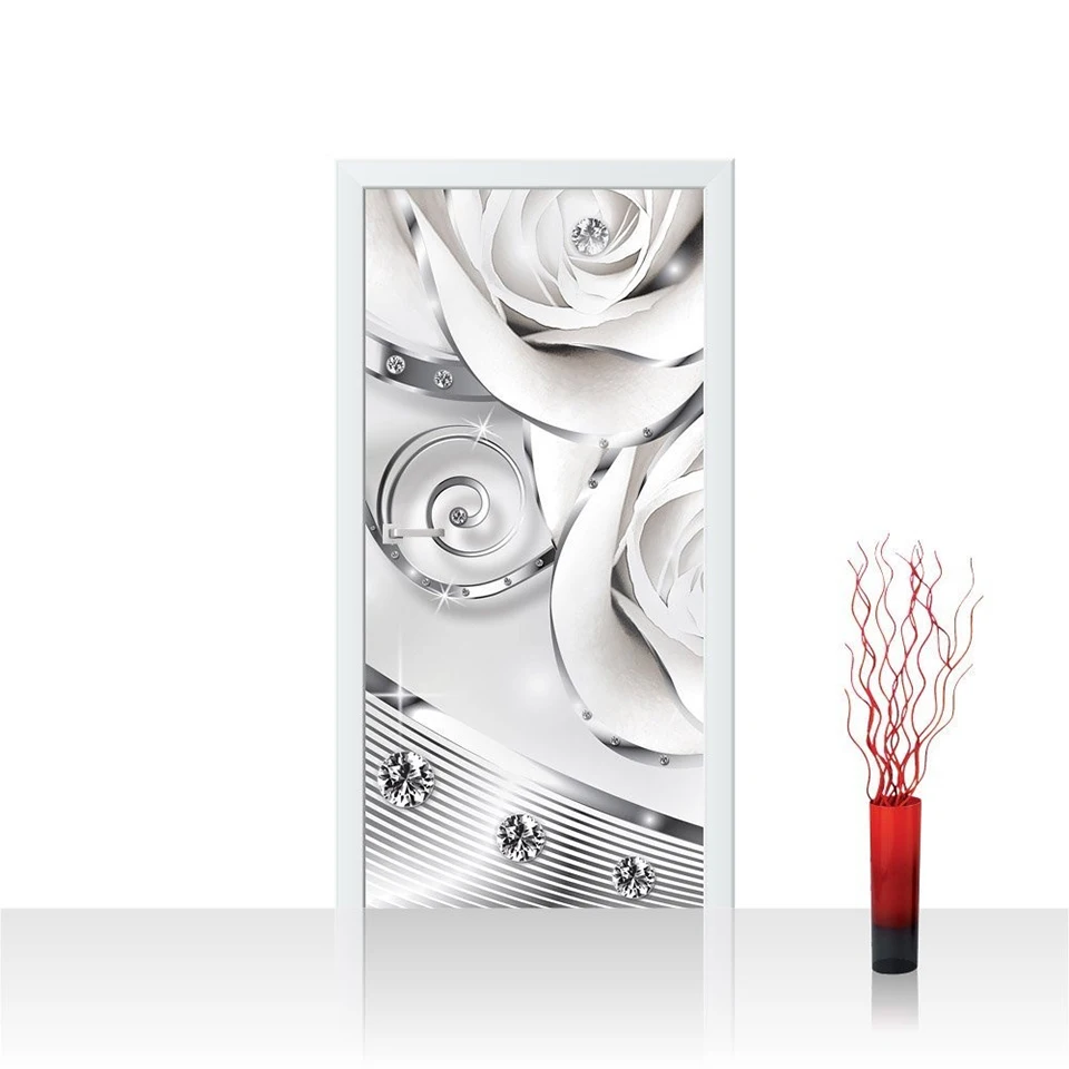 Обои для дверей линии цветок бриллиантовые наклейки на Дверь Самоклеющиеся Diy Искусство домашний декор Фреска шкаф Ремонт Наклейка