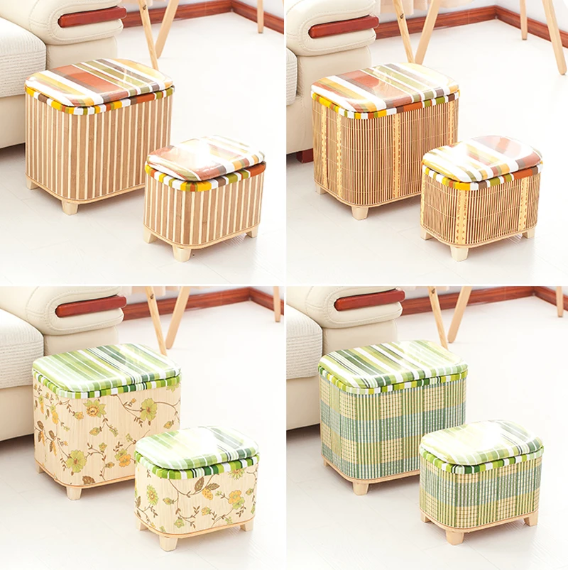 Handmade Storage Stool Ottoman Home Decoration Furniture Storage Toys Bamboo Chair Door Bench Kids Children Adult Chair