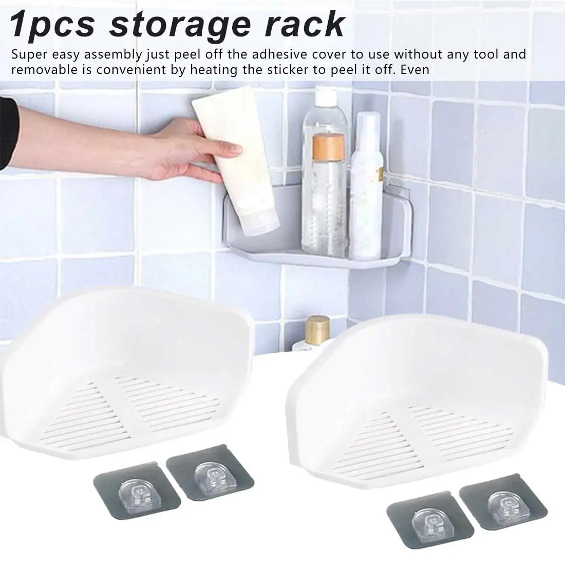 

Kitchen Corner Storage Rack Organizer Shower Shelf Shampoo Shower Shelf Suction Cup bathroom organizer