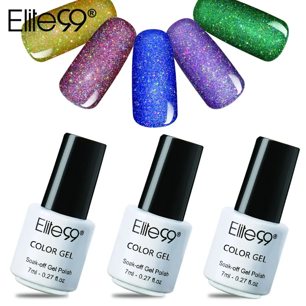 Elite99 7ml Neon Color Nail Gel Varnish Soak off Bling Nail Polish Semi ...