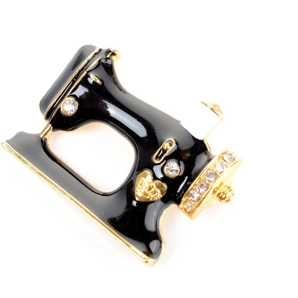 

Women Girls Zinc Alloy Sewing Machine Brooch Black Enamel Brooches Jewelry For Collar Suit Scarf Decoration Accessories