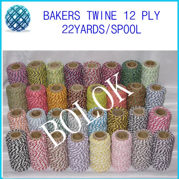 

free shipping 5pcs/lot Bakers twine (22yard/spool) double color cotton rope used in gift packing 37 kind color