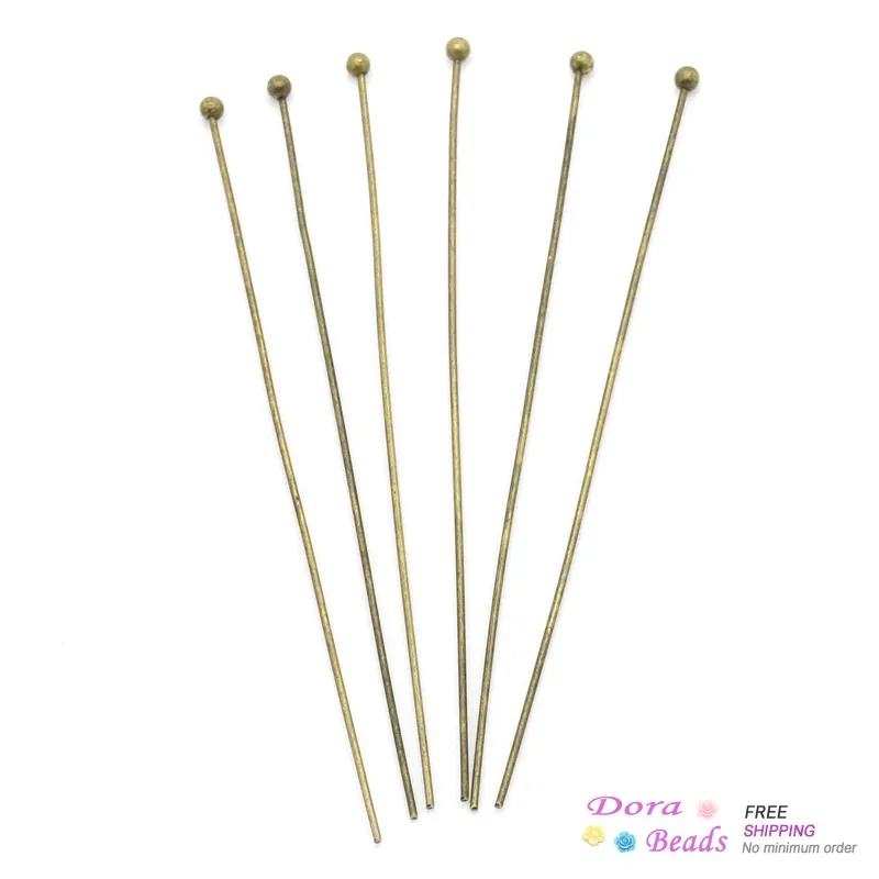 Doreenbeads Copper Head Pins Findings Antique Bronze 6cm Long, 0.6mm(22