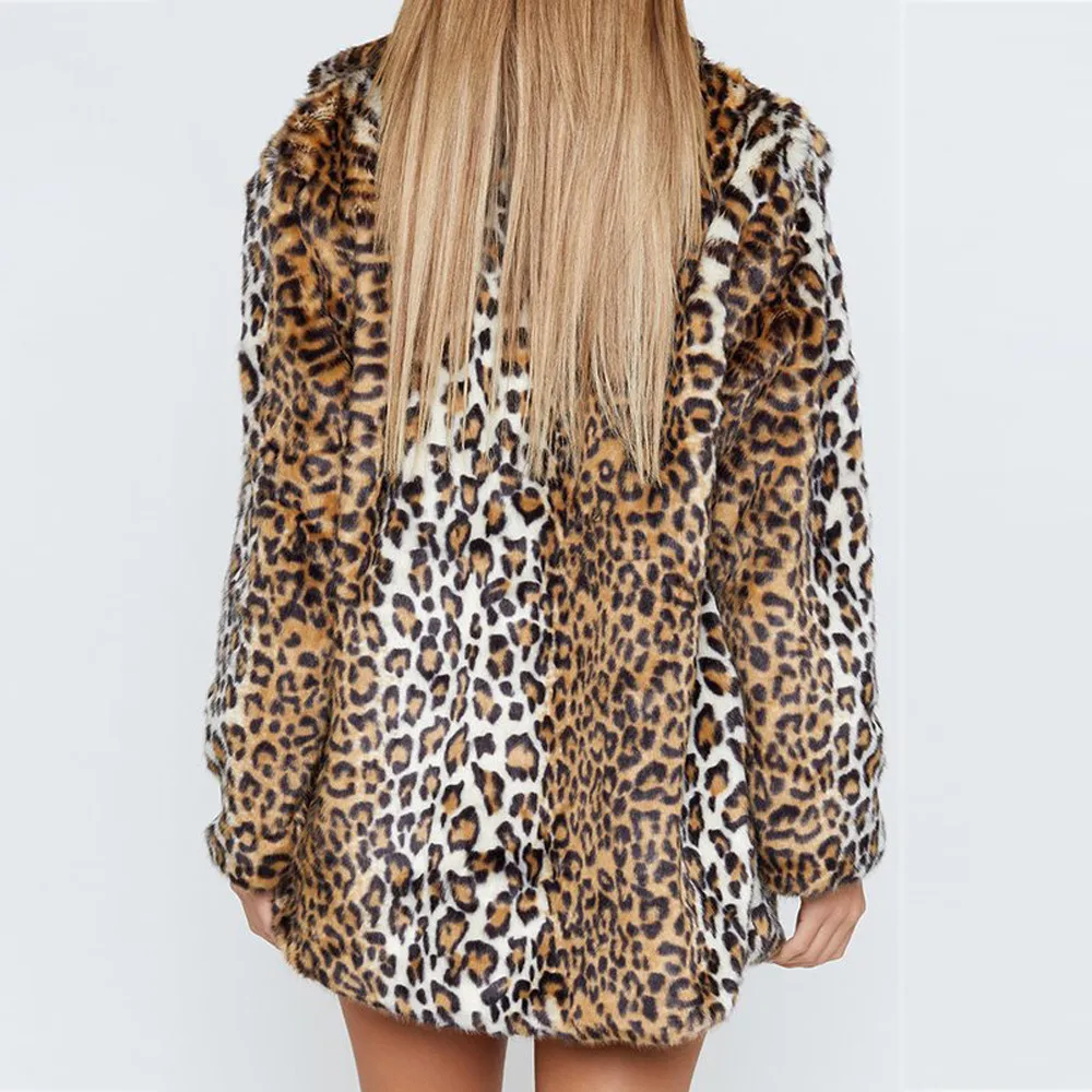 Женское леопардовое теплое пальто из искусственной шерсти куртки с лацканами Зимняя парка верхняя одежда Feminina Blusas mujer de moda Chemise Femme A40