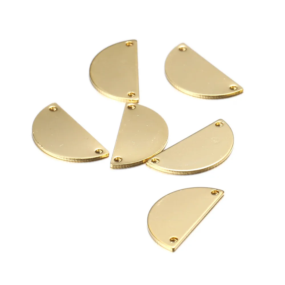 

Moon Pendants 50PCS/lot Copper Gold Black Color Double Holes Semicircle Charms For Women Half Round Jewelry Making Accessories