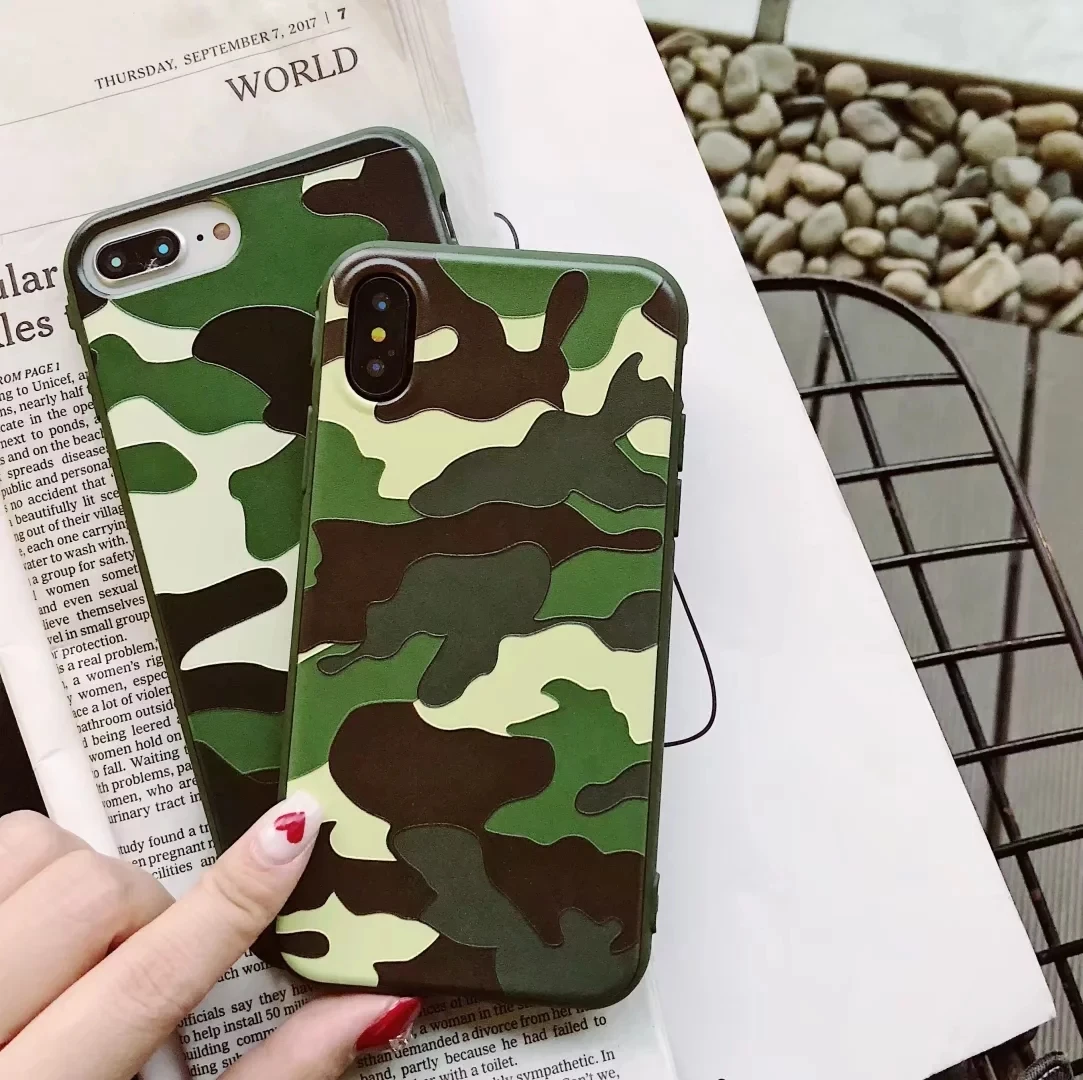 Для iPhone X случае обычный скраб телефон оболочки ярких цветов армия камуфляж ТПУ