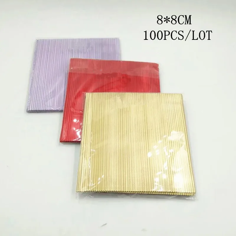 

High Grade Corrugated Chocolate Package Paper Embossed Baking Food Wrapping Paper Ten Colours 8*8cm 200pcs per lot