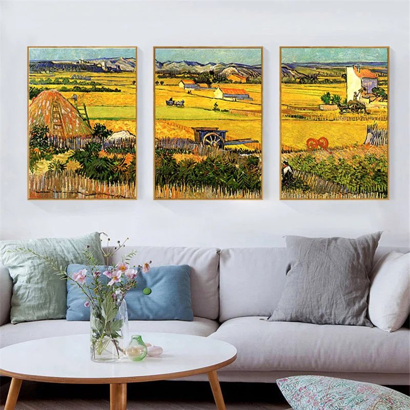 Картина маслом на холсте Van Gogh осенняя картина с желтым полем Настенная для