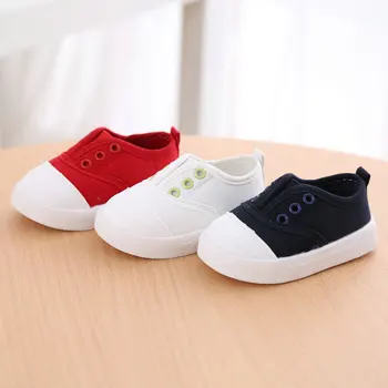 

Hot sale Solid color style Toddlers Newborn Canvas shoes Baby moccasins Soft bottom First walkers baby Anti-slip Baby shoes