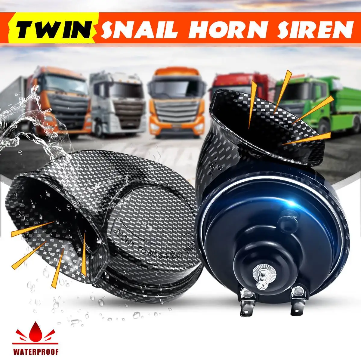 Snail Horn Pitch Loud Auto Horn 12V Universal Car Horn For Truck Boat Motorbike