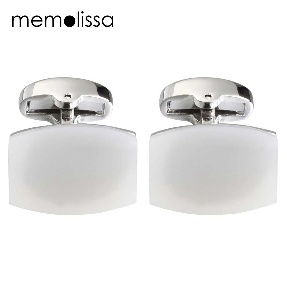 Classic Luxury Opal Cufflinks for Mens Color Plated High Quality Brand Square White Cat's Eye Stone Cuff links Best Gift | Украшения и