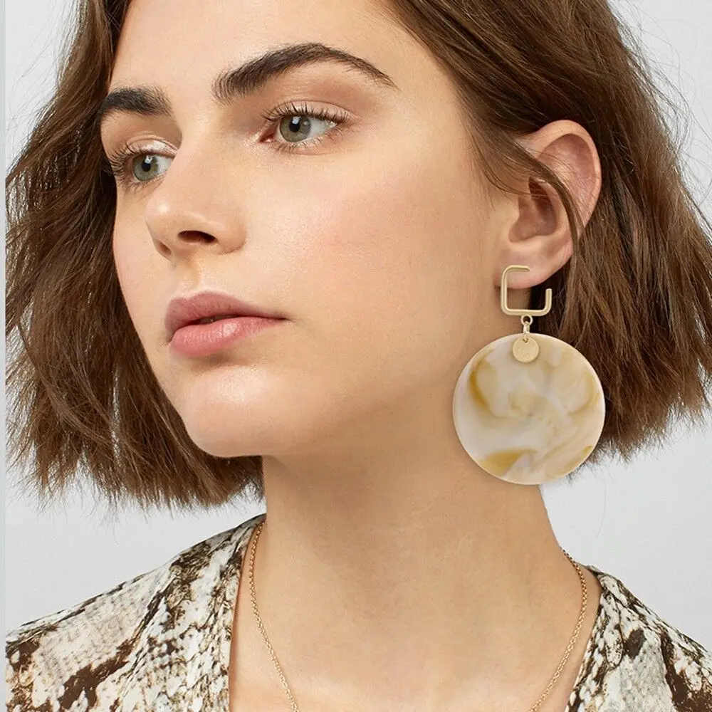 

MESTILO Punk Fashion Large Round Resin Earrings 2019 In Drop Earrings Multi-color Geometry Big Circle Earrings Acetate Brincos