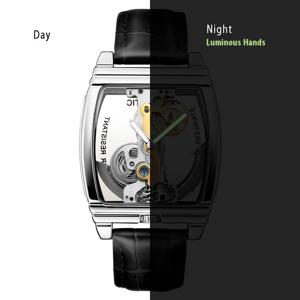 Для мужчин s Модные прозрачные часы автоматические механические часы для мужчин кожаный ремешок Лидирующий бренд стимпанк с автоматическим заводом часы montre homme