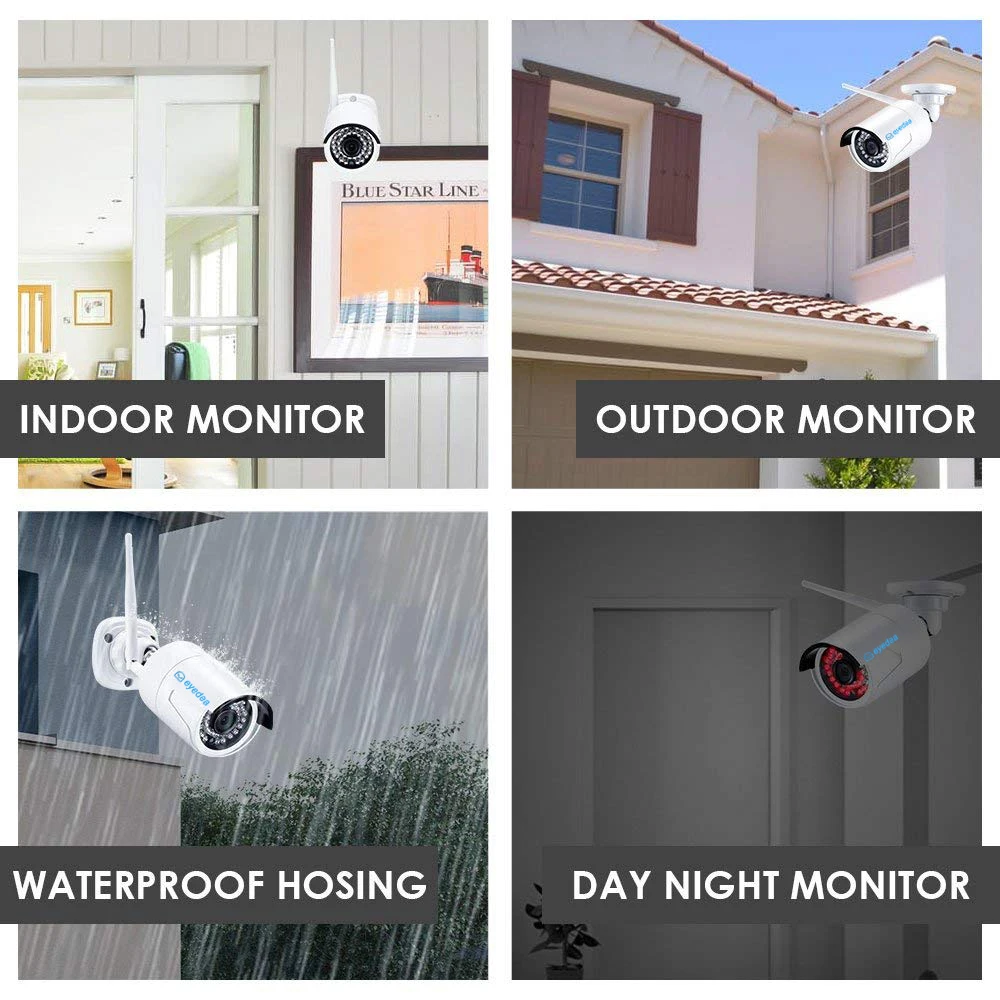 4CH 960P WIFI NVR with LCD Monitor Wireless Security Camera System with 4 Waterproof Outdoor Video Surveillance IP Camera Kit 4CH 960P WIFI NVR with LCD Monitor Wireless Security Camera System with 4 Waterproof Outdoor Video Surveillance IP Camera Kit