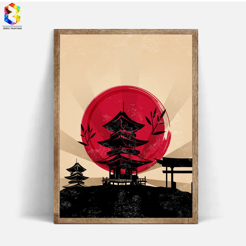 Японские чернила на холсте художественный Принт плакат, акварельные настенные картины картина для украшения гостиной домашний декор - Цвет: C