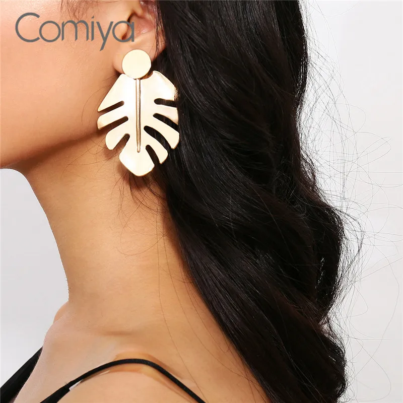 

Comiya Fashion Earrings For Women Fish Bone Pattern Gold Color Large Dangle Earring Pendientes Mujer Moda Wholesale Jewelry