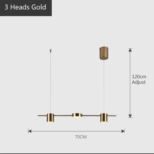 3 Heads Gold Геометрическая линия, подвесные лампы для ресторана, скандинавский пост-Современный дизайнерский длинный стол, светильник для столовой, роскошный светодиодный подвесной светильник - Цвет корпуса: 3 Heads Gold