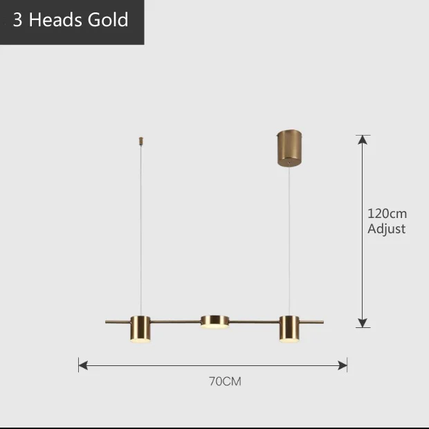 Геометрическая линия, подвесные лампы для ресторана, скандинавский пост-Современный дизайнерский длинный стол, светильник для столовой, роскошный светодиодный подвесной светильник - Цвет корпуса: 3 Heads Gold
