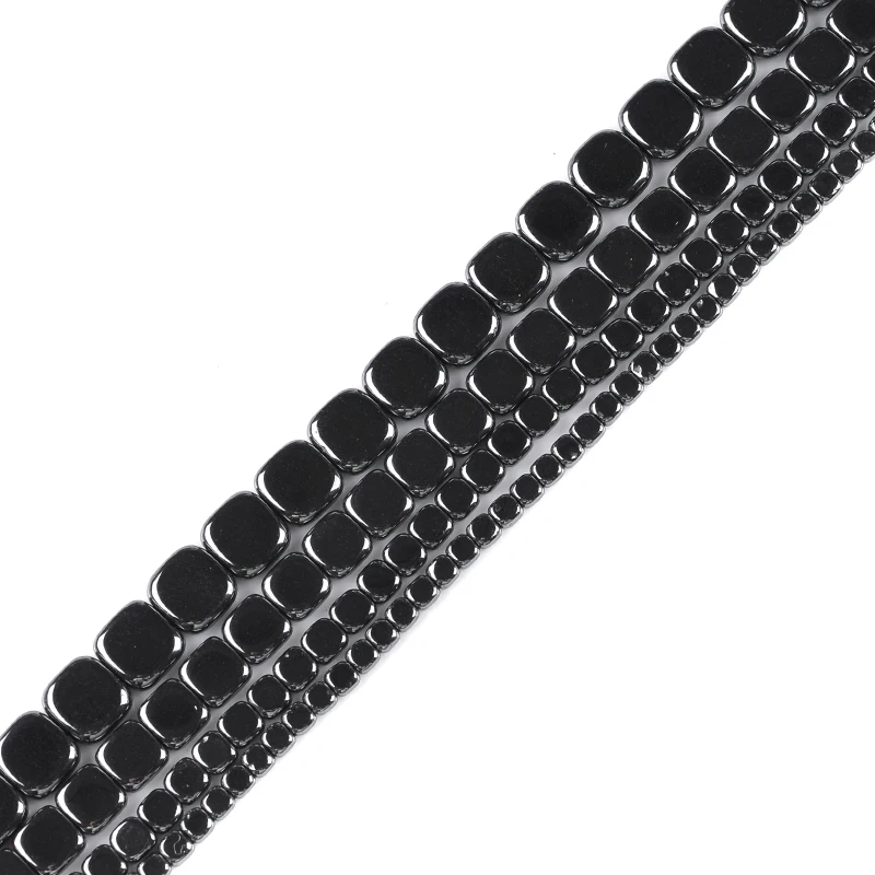 Natural Stone Flat Square Black Hematite beads High quality Square